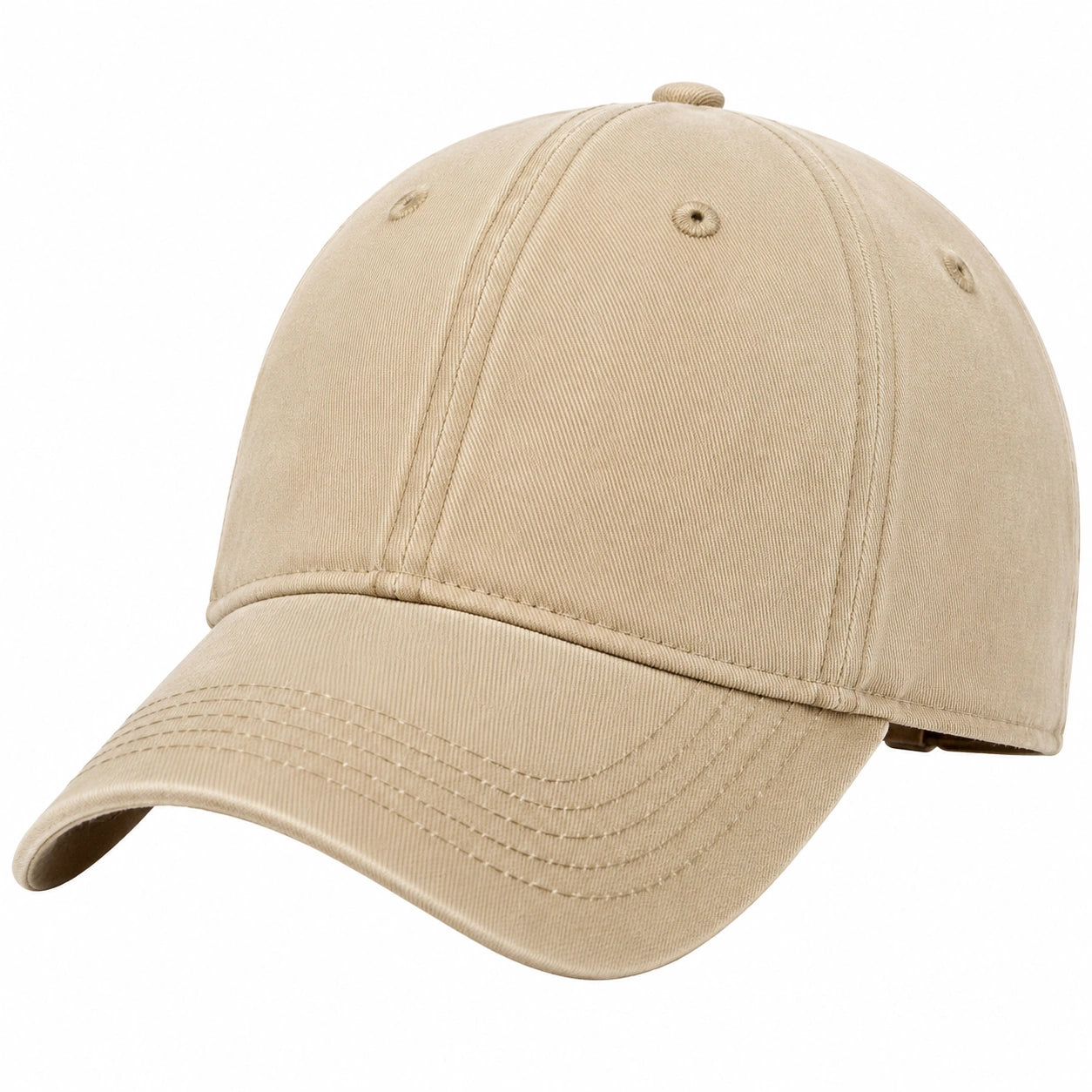 Baseballkappe Einheitsgröße aus Baumwollgewebe Beige mit gebogenem Schirm