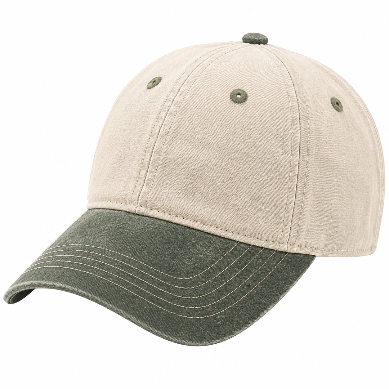 Baseballkappe Einheitsgröße aus Textil Beige Grün mit gebogenem Schirm im Casual-Stil