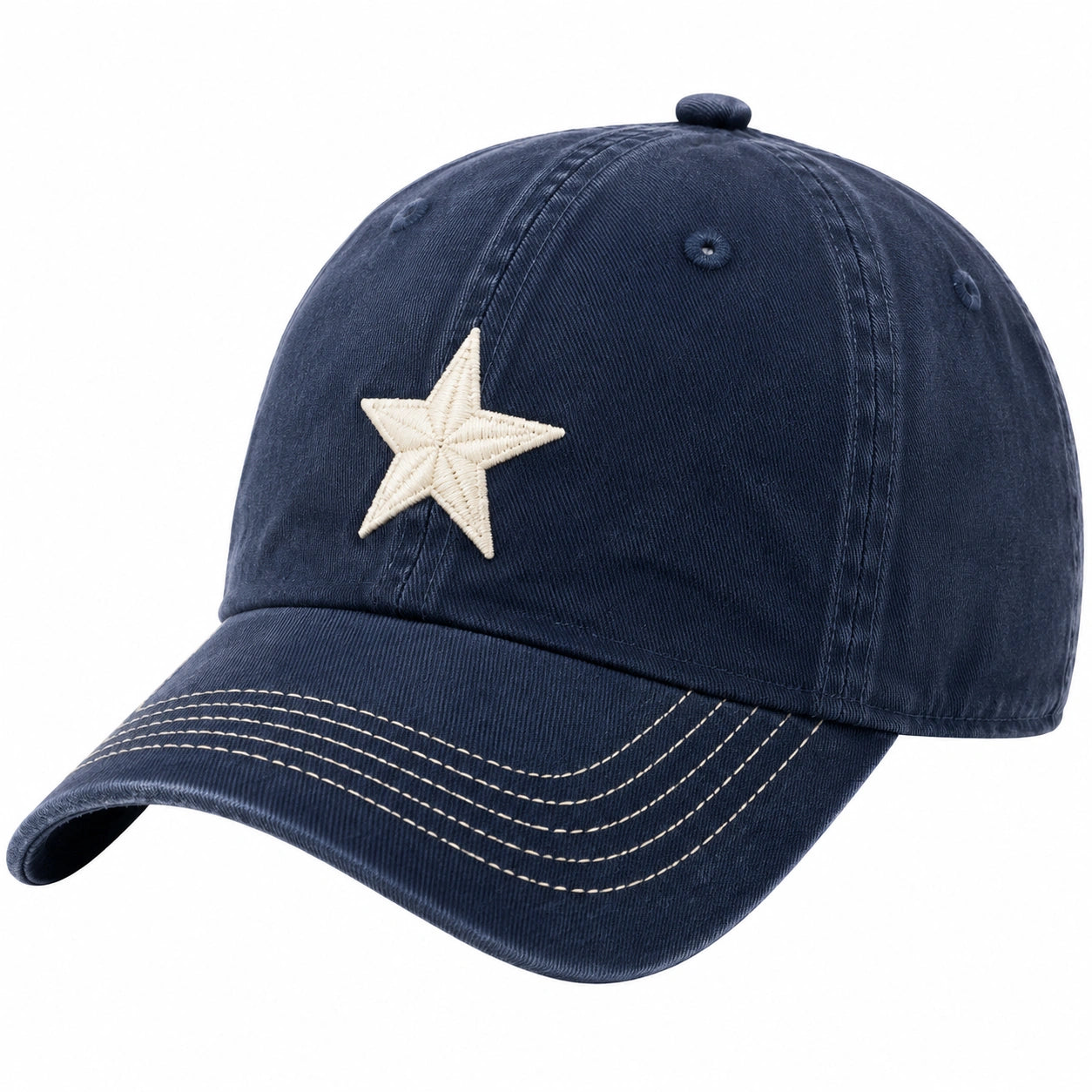 Baseballkappe Einheitsgröße aus Baumwolltwill Dunkelblau mit Sternaufnäher