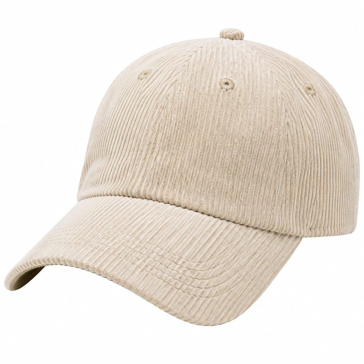 Baseballkappe Einheitsgröße aus Cord in Creme mit gebogenem Schirm