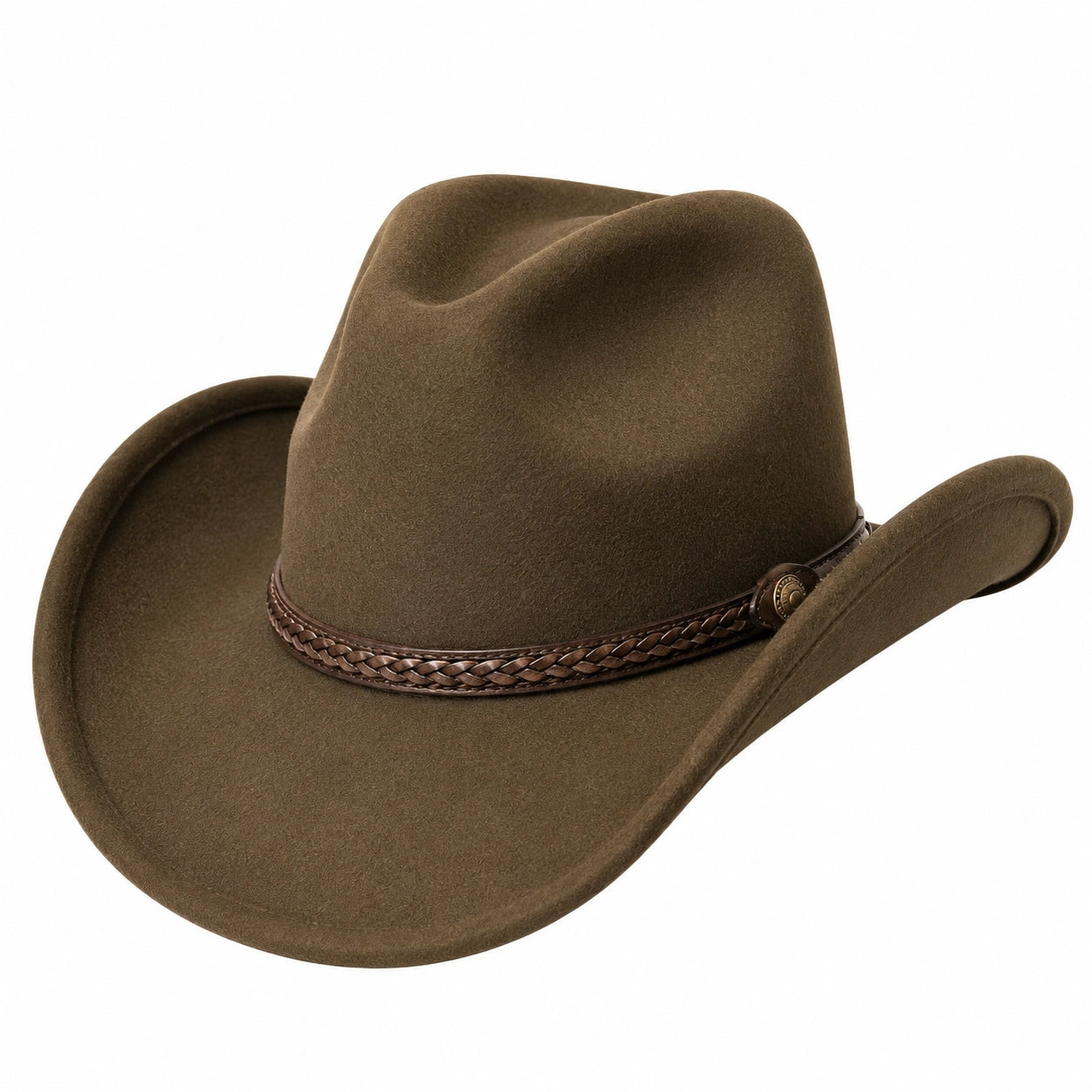 Cowboyhut Einheitsgröße Braun in Filzoptik mit geflochtenem Kunstlederband