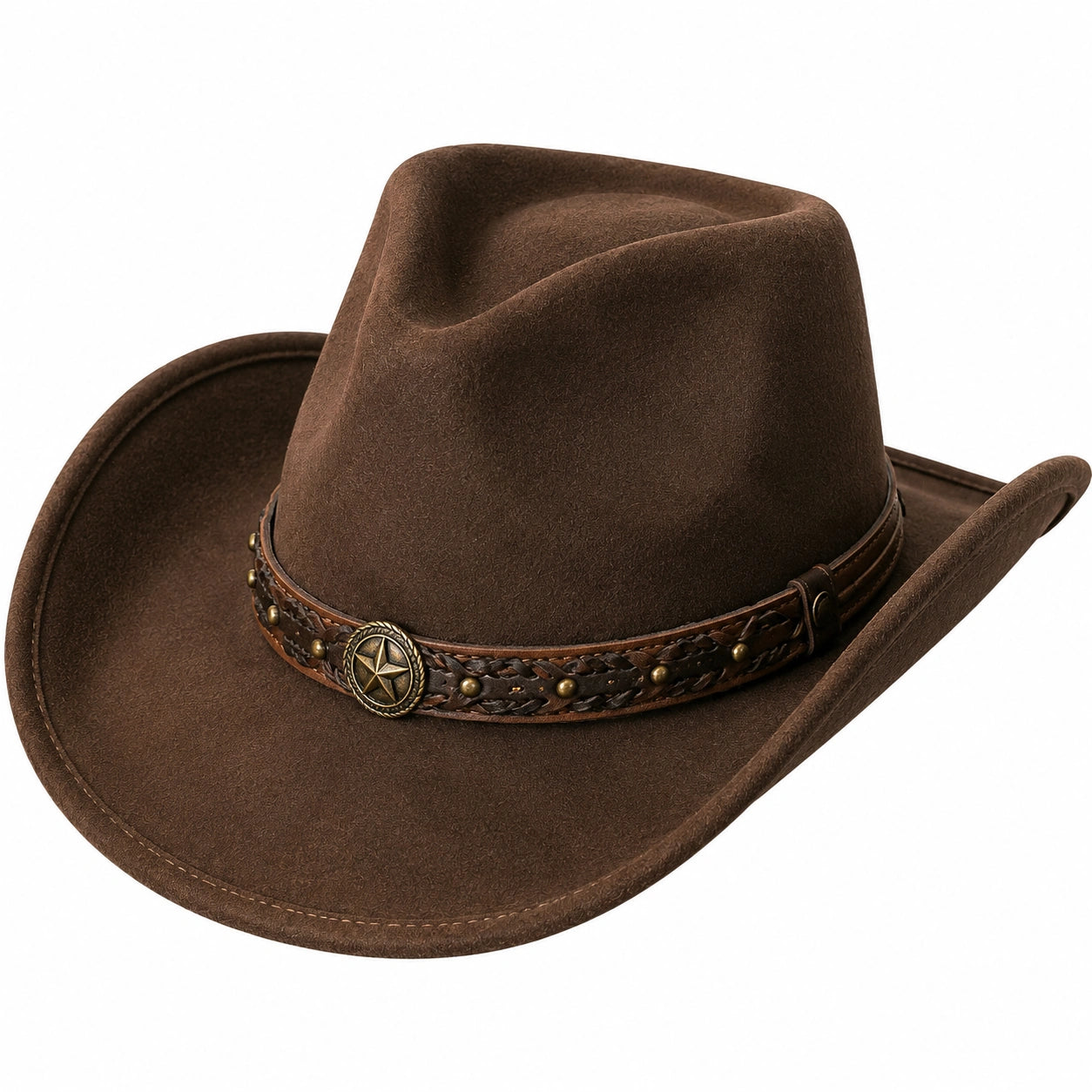 Cowboyhut Einheitsgröße Braun in Lederoptik für Damen und Herren im Westernstil