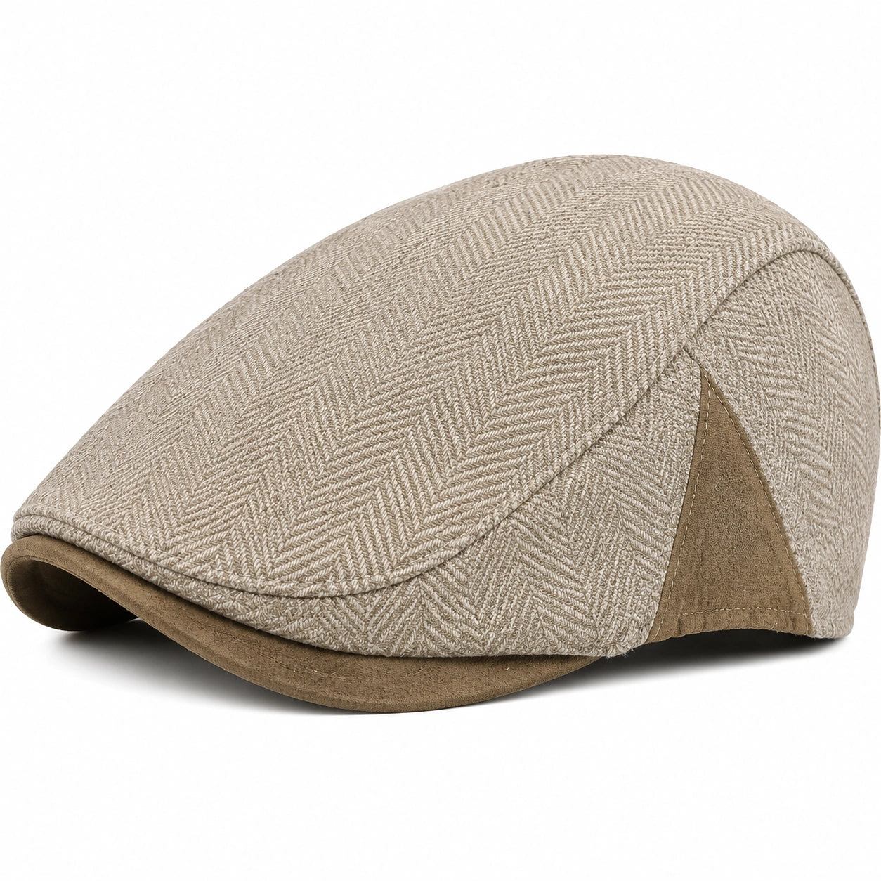 Schiebermütze Einheitsgröße Beige Braun Textil Fischgrätmuster Alltag