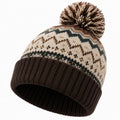 Strickmütze Einheitsgröße Textil Braun Creme Wintermütze mit Bommel
