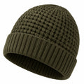 Strickmütze Einheitsgröße Oliv mit geripptem Umschlag für Alltag und Winter