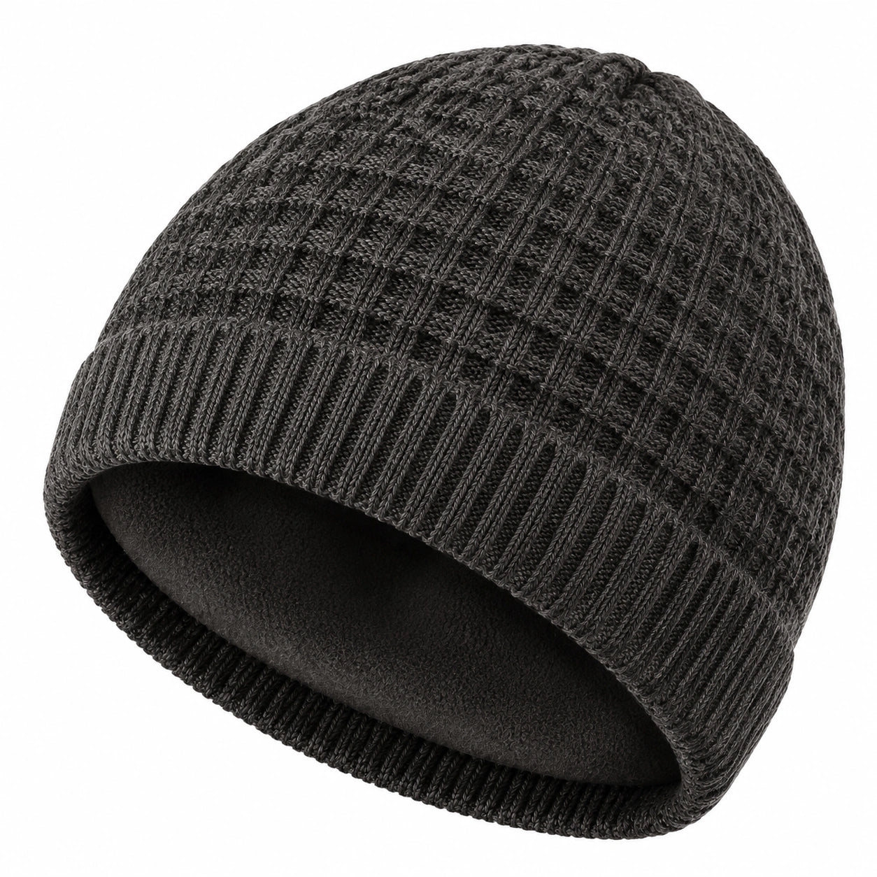 Strickmütze Einheitsgröße Dunkelgrau mit Fleece-Innenfutter für den Winter