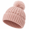 Strickmütze Einheitsgröße Rosa mit Textilbommel für Damen