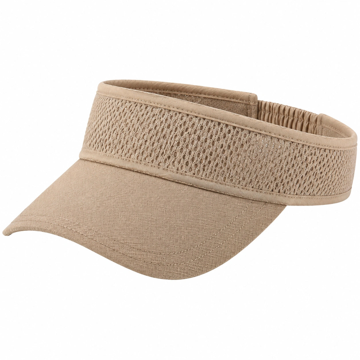 Sonnenvisier Einheitsgröße Beige mit Mesh-Einsatz und elastischem Band